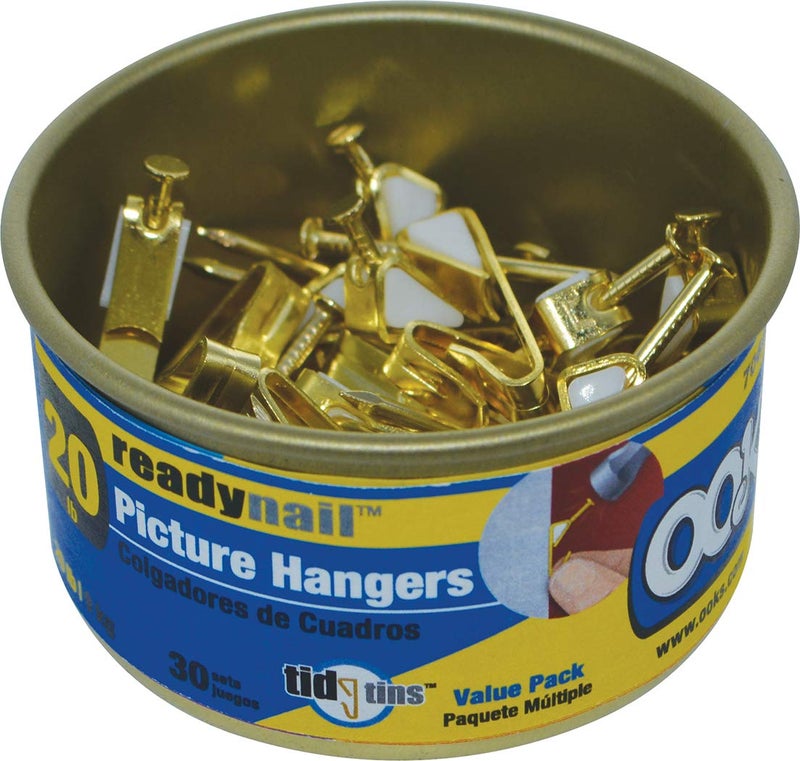 OOK 50607 Picture Hangers, Art Hangers, Brass, Reusable Picture Hooks, 20lb (30 Set) - Image 2
